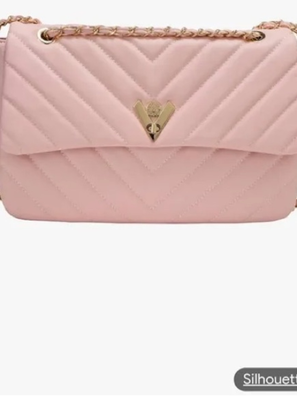 Valentino Orlandi Angel Blush Pink Quilted Shoulder Bag with Gold Hardware